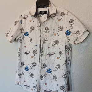 Eighty Eight White Astronaut Print Men's Shirt